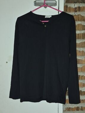 M.I.D.A. Mida Undici Black Henley Top Men Size L Large